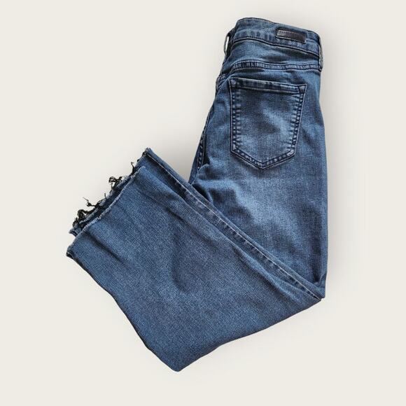 Social Standards High-Rise Women's Straight Cropped Frayed Hem Jeans Sz 10 - Picture 7 of 8